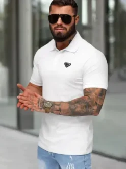 Koszulka męska polo biała NB/MT3122^Ozonee Fashion
