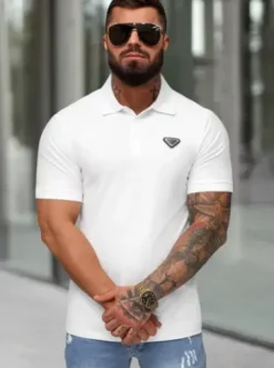 Koszulka męska polo biała NB/MT3122^Ozonee Fashion