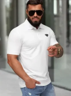 Koszulka męska polo biała NB/MT3122^Ozonee Fashion