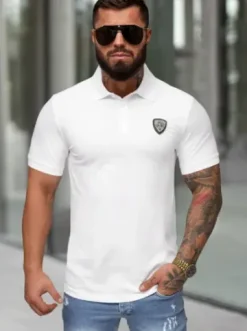 Koszulka męska polo biała NB/MT3121^Ozonee Fashion