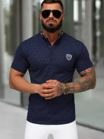 Koszulka męska polo granatowa O/QQ921^Ozonee Discount