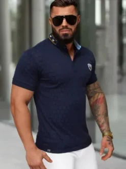 Koszulka męska polo granatowa O/QQ921^Ozonee Discount