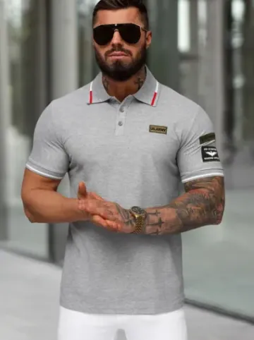 Koszulka męska polo szara NB/MT3144^Ozonee Hot
