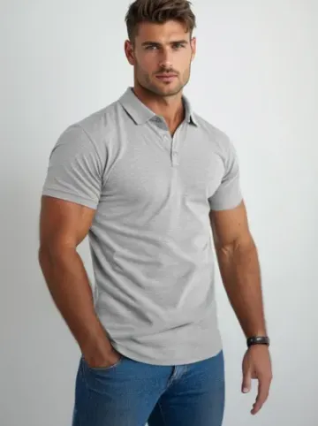 Koszulka męska polo szara JS/8T80/2Z^Ozonee Discount
