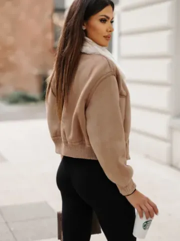 Kurtka damska z futerkiem beżowa O/81326^Ozonee Sale