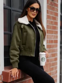 Kurtka damska z futerkiem khaki O/81326^Ozonee Outlet