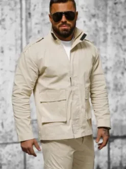 Kurtka męska beżowa O/G3035^Ozonee Fashion