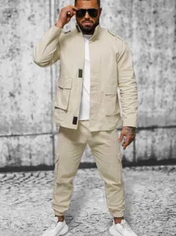 Kurtka męska beżowa O/G3035^Ozonee Fashion