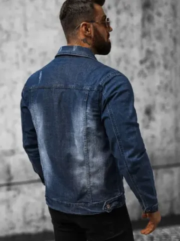 Kurtka męska jeansowa ciemno-niebieska NB/MJ525BS^Ozonee Outlet