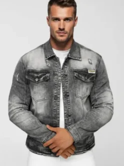Kurtka męska jeansowa czarna NB/MJ529NZ^Ozonee Fashion