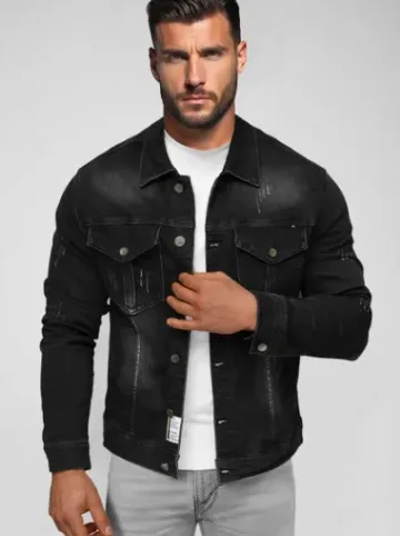 Kurtka męska jeansowa czarna NB/MJ514NZ^Ozonee Fashion