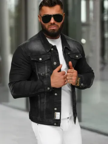 Kurtka męska jeansowa czarna NB/MJ512N^Ozonee Outlet