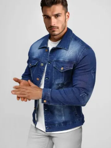 Kurtka męska jeansowa niebieska NB/MJ514BSZ^Ozonee Discount