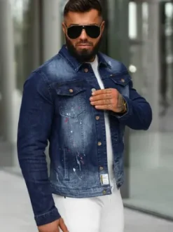 Kurtka męska jeansowa niebieska NB/MJ542BS^Ozonee Sale