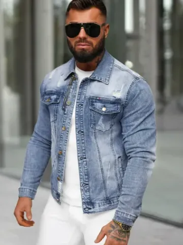 Kurtka męska jeansowa niebieska NB/MJ522B^Ozonee Sale