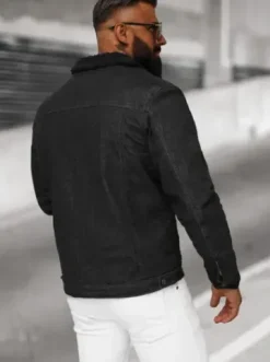 Kurtka męska jeansowa sherpa czarna NB/MJ533NZ^Ozonee Fashion