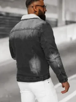 Kurtka męska jeansowa sherpa czarna NB/MJ513N^Ozonee Discount