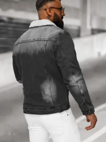 Kurtka męska jeansowa sherpa czarna NB/MJ513N^Ozonee Discount