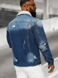 Kurtka męska jeansowa sherpa niebieska NB/MJ502BZ^Ozonee New