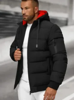 Kurtka męska pikowana czarna JS/31M5003Z^Ozonee Hot