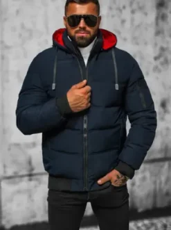 Kurtka męska pikowana granatowa JS/31M5003/B^Ozonee Fashion