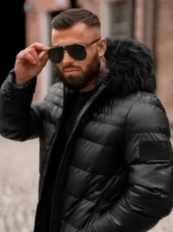 Kurtka męska zimowa czarna O/M801Z^Ozonee Fashion