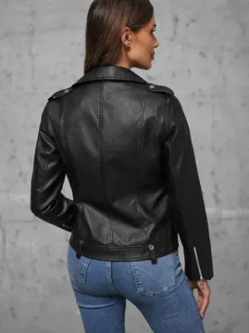 Kurtka skórzana damska ramoneska czarna JS/11Z8060^Ozonee Fashion