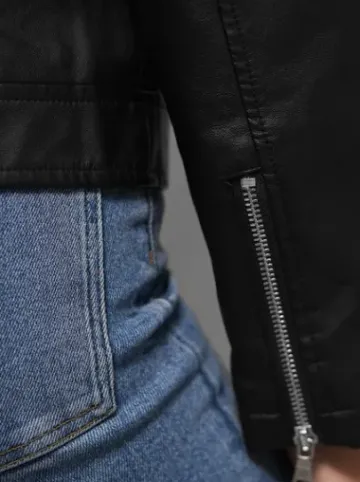 Kurtka skórzana damska ramoneska czarna JS/11Z8060^Ozonee Fashion