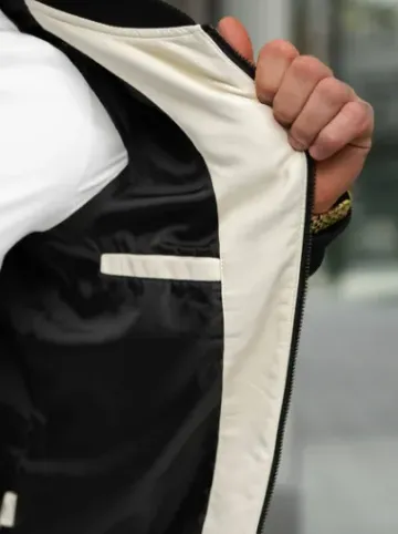 Kurtka skórzana męska bomberka ecru JS/11Z8107^Ozonee Fashion