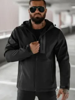 Kurtka softshell męska z kapturem czarna JS/27B6513/3Z^Ozonee Online