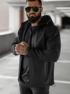Kurtka softshell męska z kapturem czarna JS/27B6513/3Z^Ozonee Online