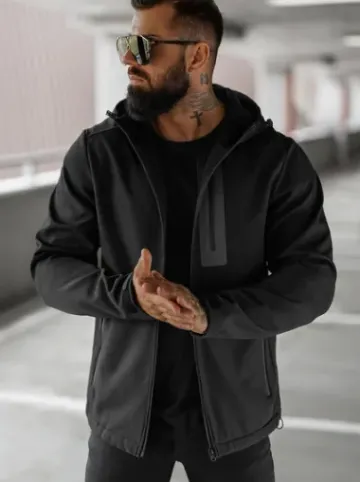 Kurtka softshell męska z kapturem czarna JS/27B6513/3Z^Ozonee Online