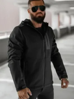 Kurtka softshell męska z kapturem czarna JS/27B6513/3Z^Ozonee Online