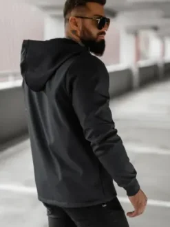 Kurtka softshell męska z kapturem czarna JS/27B6529/3Z^Ozonee Discount
