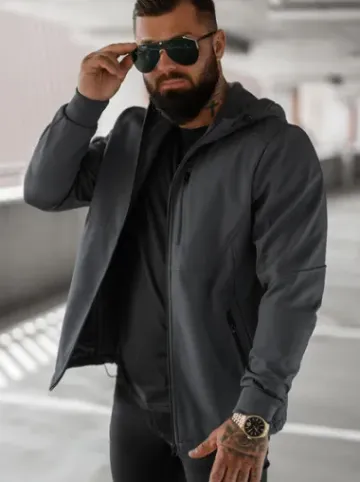 Kurtka softshell męska z kapturem grafitowa JS/27B6529/5Z^Ozonee Sale