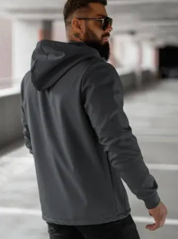 Kurtka softshell męska z kapturem grafitowa JS/27B6529/5Z^Ozonee Sale