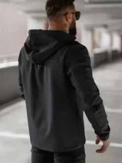 Kurtka softshell męska z kapturem czarna JS/27B6523/3Z^Ozonee Outlet