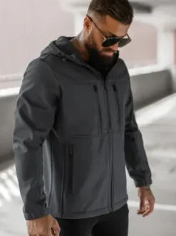 Kurtka softshell męska z kapturem grafitowa JS/27B6525/5Z^Ozonee Online
