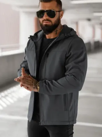 Kurtka softshell męska z kapturem grafitowa JS/27B6525/5Z^Ozonee Online