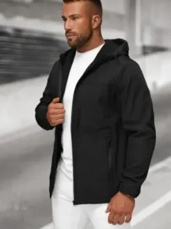 Kurtka softshell męska z kapturem czarna JS/27B6523/3^Ozonee Sale