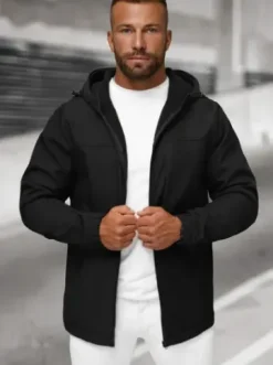 Kurtka softshell męska z kapturem czarna JS/27B6523/3^Ozonee Sale