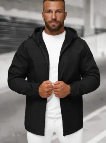 Kurtka softshell męska z kapturem czarna JS/27B6523/3^Ozonee Sale