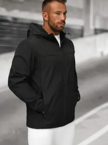 Kurtka softshell męska z kapturem czarna JS/27B6523/3^Ozonee Sale