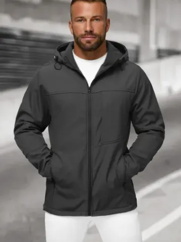 Kurtka softshell męska z kapturem grafitowa JS/27B6523/5^Ozonee Online