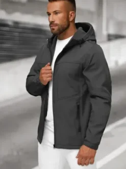 Kurtka softshell męska z kapturem grafitowa JS/27B6523/5^Ozonee Online