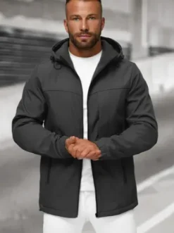 Kurtka softshell męska z kapturem grafitowa JS/27B6523/5^Ozonee Online