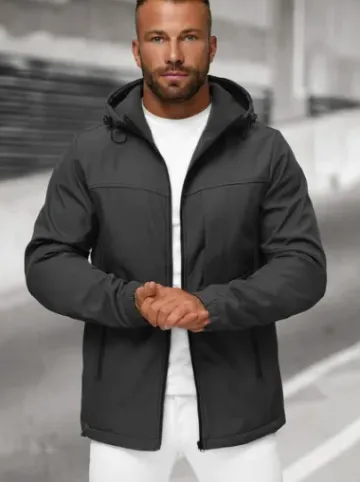 Kurtka softshell męska z kapturem grafitowa JS/27B6523/5^Ozonee Online