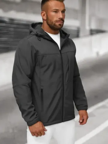 Kurtka softshell męska z kapturem grafitowa JS/27B6523/5^Ozonee Online