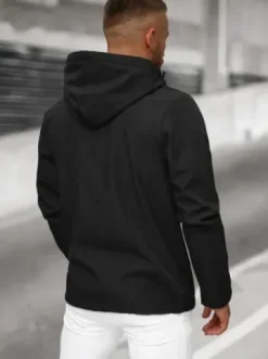 Kurtka softshell męska z kapturem czarna JS/27B6513/3^Ozonee Outlet