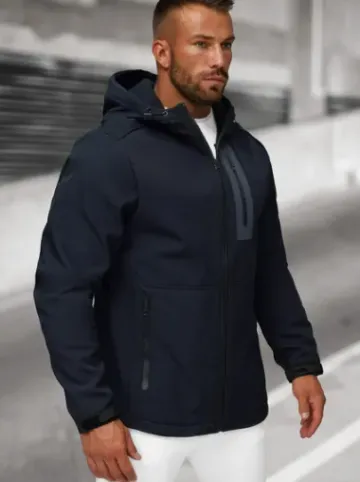 Kurtka softshell męska z kapturem granatowa JS/27B6513/25^Ozonee Online